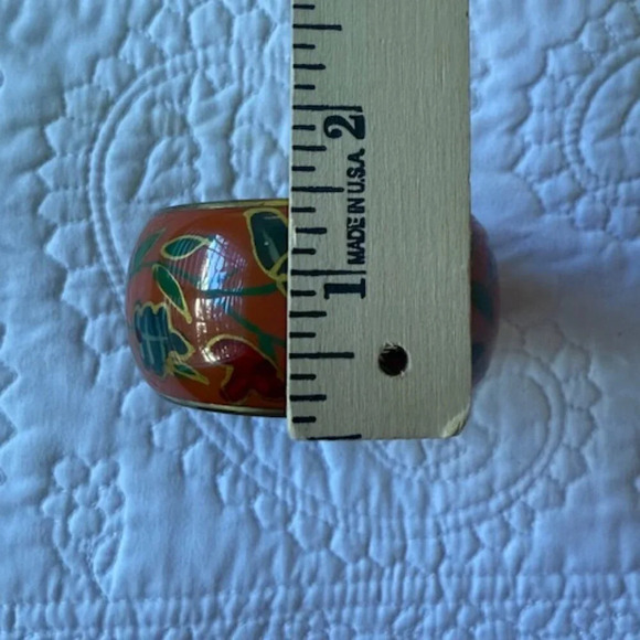 vintage metal enamel flower bangle bracelet - Picture 7 of 8